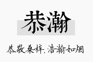 恭瀚名字的寓意及含义