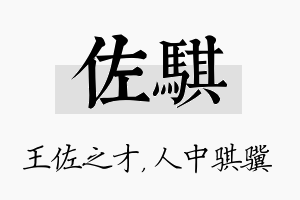 佐骐名字的寓意及含义