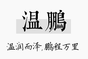 温鹏名字的寓意及含义