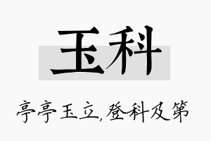 玉科名字的寓意及含义