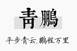 青鹏名字的寓意及含义