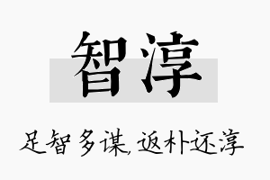 智淳名字的寓意及含义