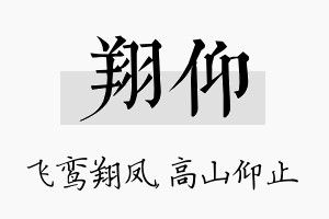 翔仰名字的寓意及含义