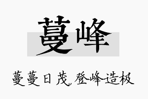 蔓峰名字的寓意及含义