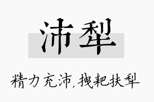 沛犁名字的寓意及含义