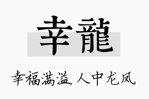 幸龙名字的寓意及含义