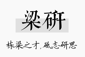 梁研名字的寓意及含义