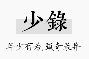 少录名字的寓意及含义