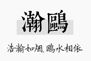 瀚鸥名字的寓意及含义