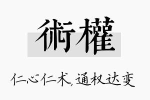 术权名字的寓意及含义