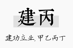 建丙名字的寓意及含义