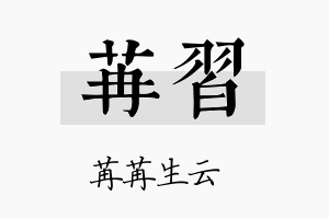 苒習名字的寓意及含义