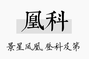 凰科名字的寓意及含义