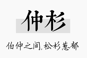 仲杉名字的寓意及含义