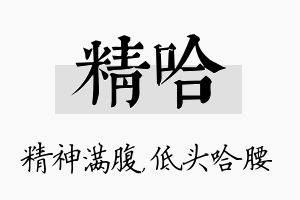 精哈名字的寓意及含义