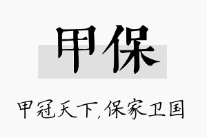 甲保名字的寓意及含义