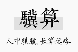 骥算名字的寓意及含义