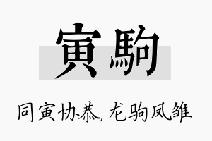 寅驹名字的寓意及含义