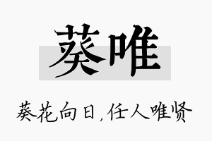 葵唯名字的寓意及含义