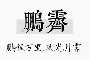 鹏霁名字的寓意及含义