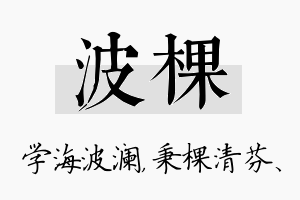 波棵名字的寓意及含义