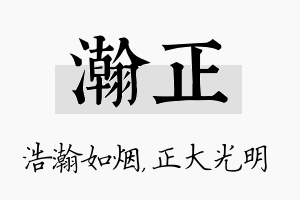 瀚正名字的寓意及含义