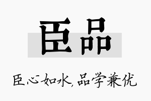 臣品名字的寓意及含义