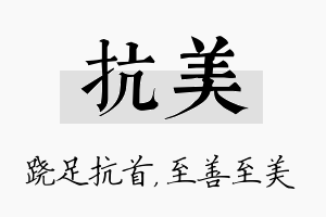 抗美名字的寓意及含义