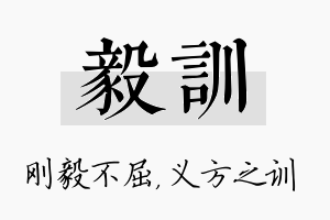 毅训名字的寓意及含义