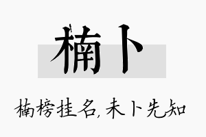 楠卜名字的寓意及含义