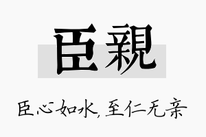 臣亲名字的寓意及含义