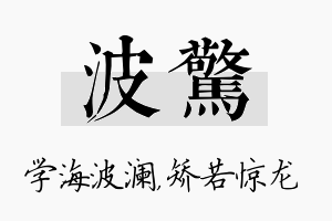 波惊名字的寓意及含义