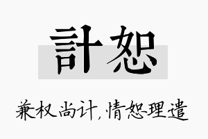 计恕名字的寓意及含义