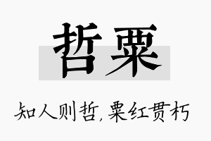 哲粟名字的寓意及含义