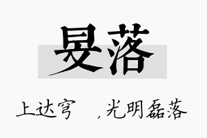 旻落名字的寓意及含义