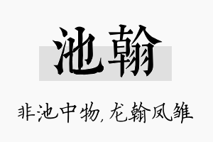 池翰名字的寓意及含义