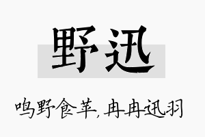 野迅名字的寓意及含义