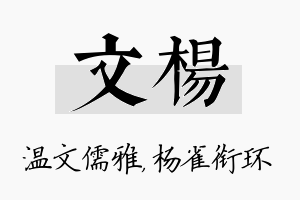 文杨名字的寓意及含义