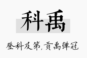 科禹名字的寓意及含义