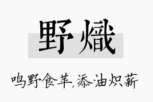 野炽名字的寓意及含义