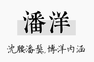 潘洋名字的寓意及含义