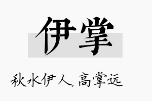 伊掌名字的寓意及含义