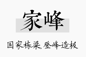 家峰名字的寓意及含义