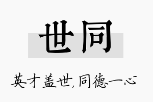 世同名字的寓意及含义