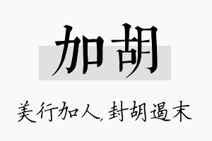 加胡名字的寓意及含义