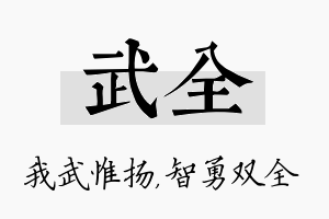 武全名字的寓意及含义