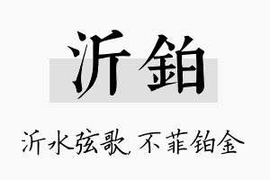 沂铂名字的寓意及含义