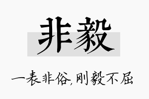 非毅名字的寓意及含义