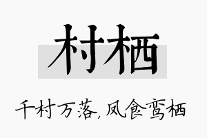 村栖名字的寓意及含义