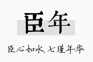 臣年名字的寓意及含义